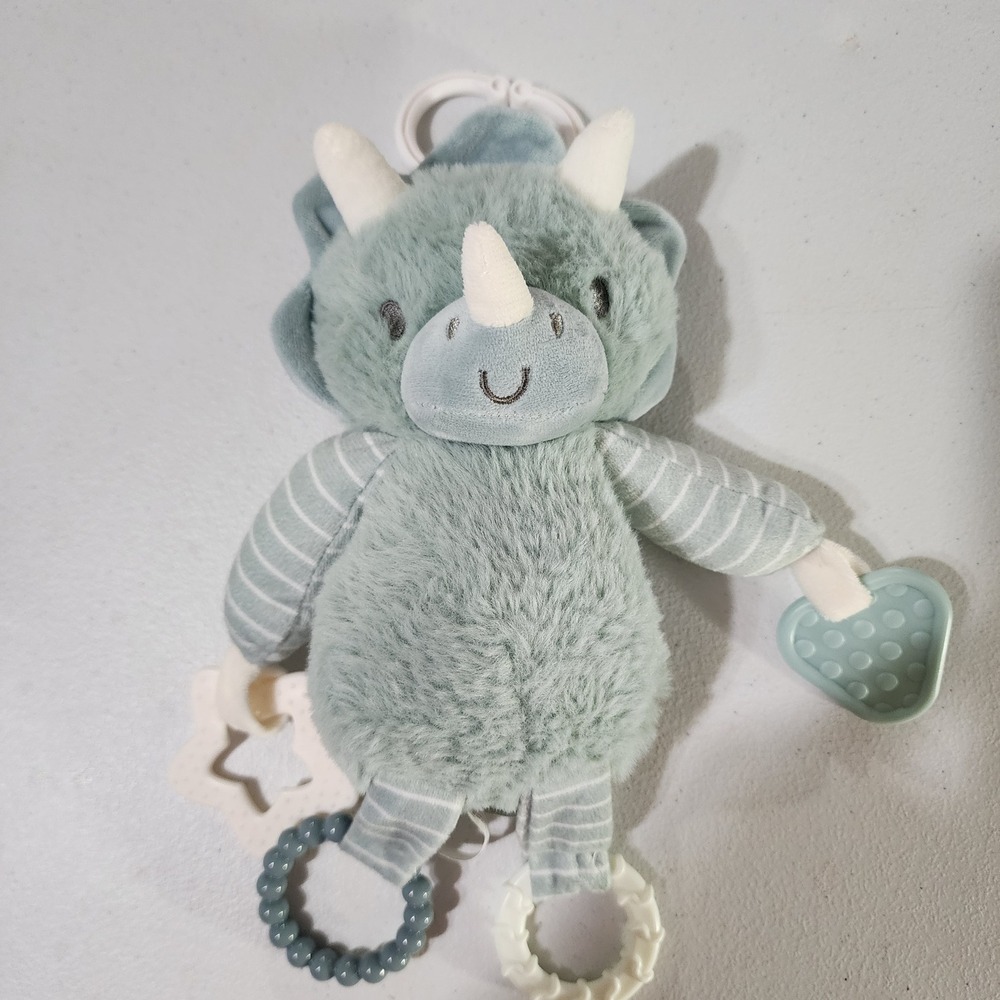 Dreamgro Blue Rhinoceros Plush Baby Activity Toy Teether Rattle Stroller‎ Toy